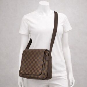 Louis Vuitton Brown Checkered Crossbody Bag-COA included. Full set